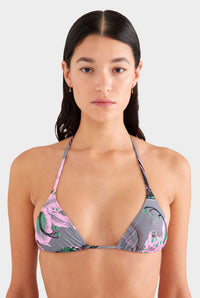Triangle Bikini - Grey/Pink Lily