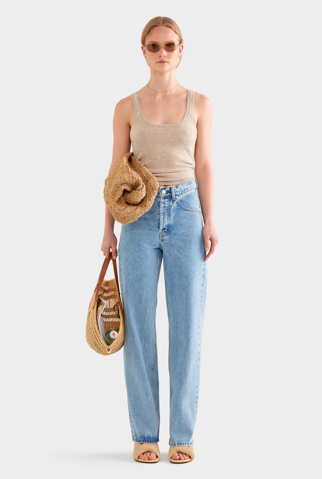 V Front Denim Jean - Light Blue