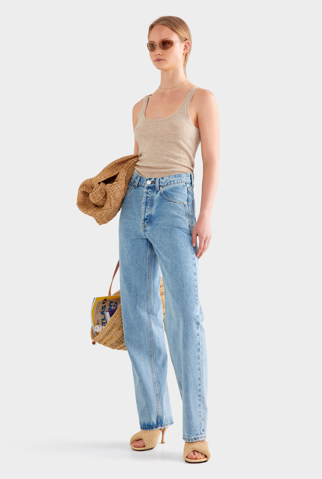 V Front Denim Jean - Light Blue