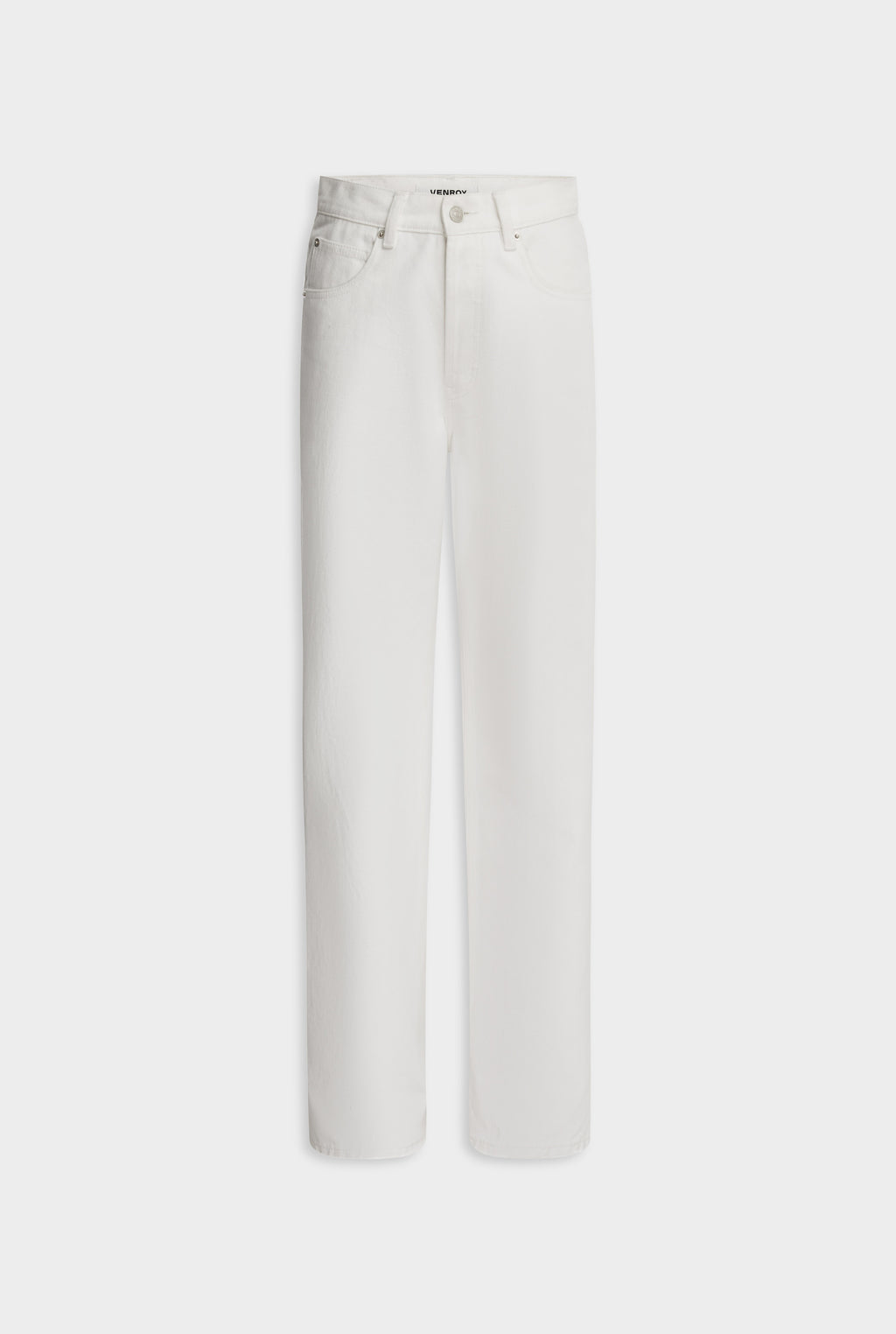 V Front Denim Jean - White