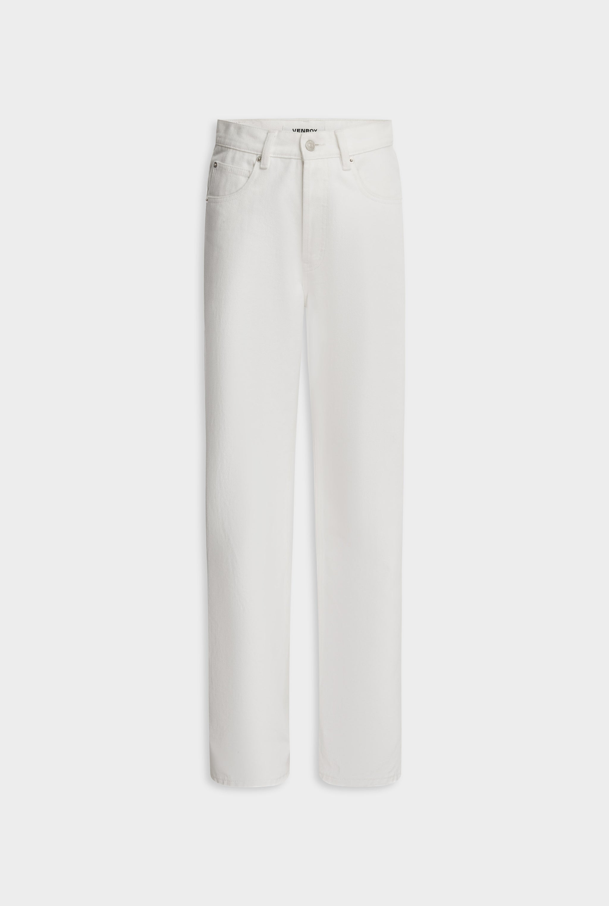 V Front Denim Jean - White