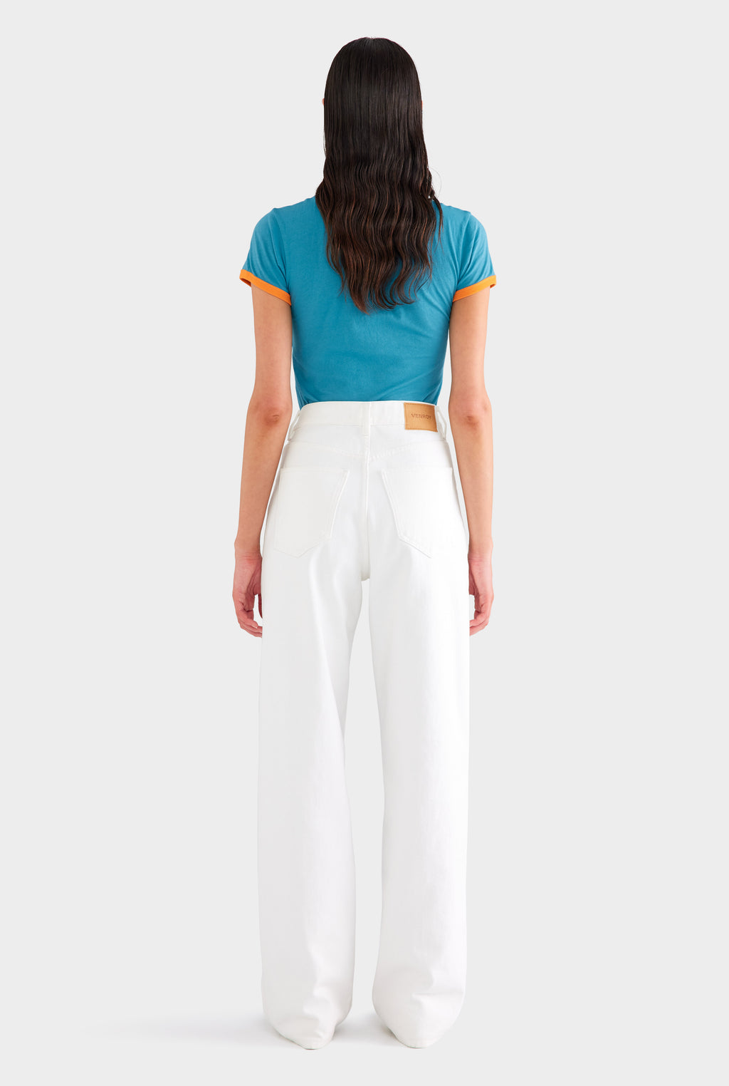 V Front Denim Jean - White