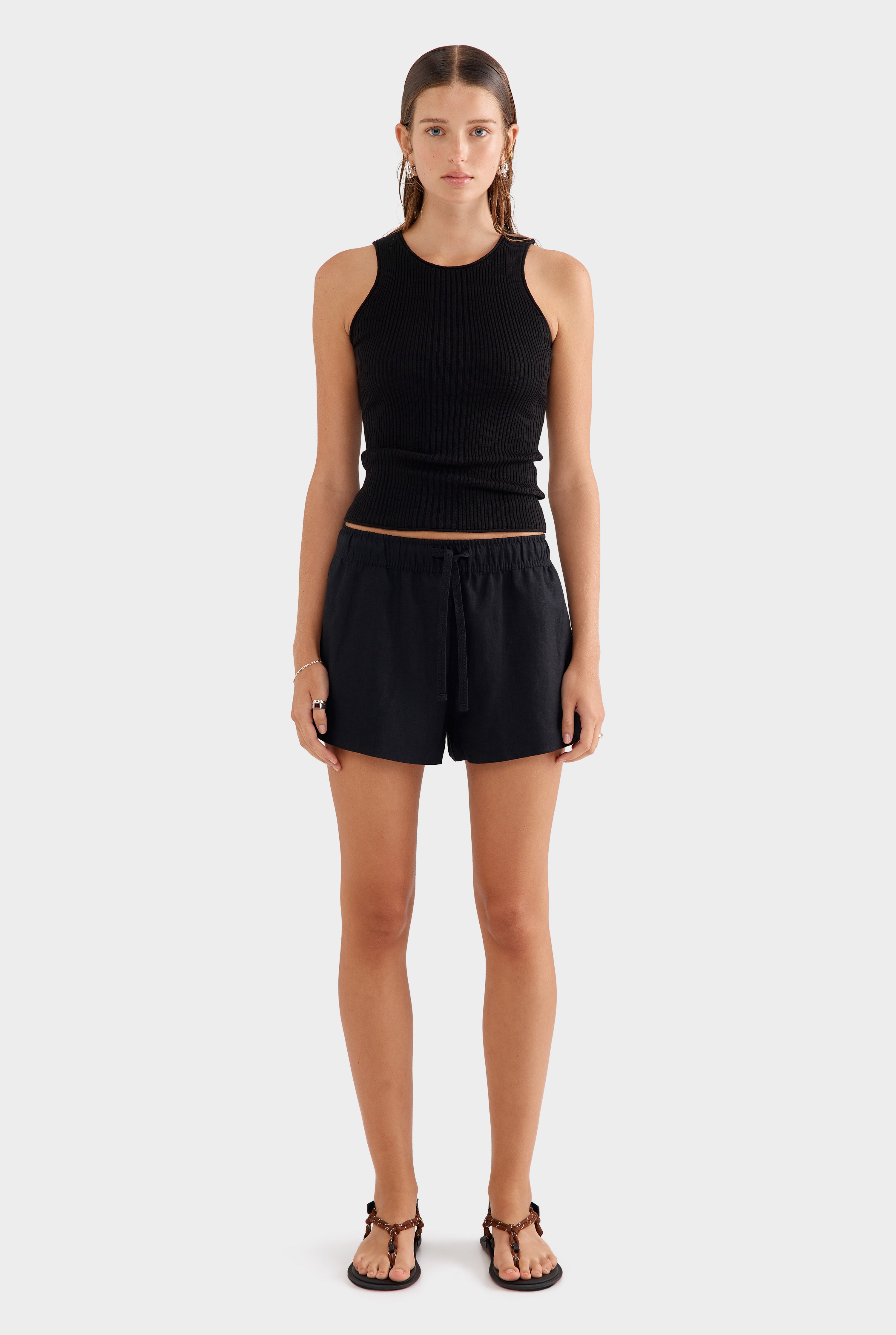 High Waisted Lounge Shorts - Black