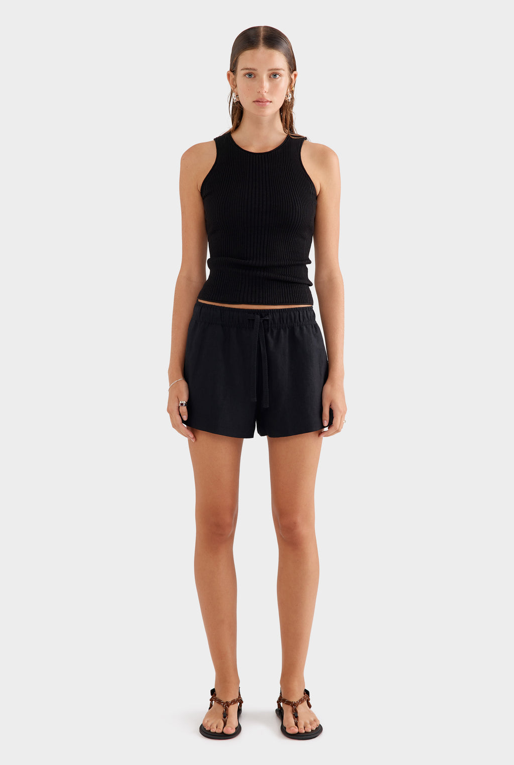 High Waisted Lounge Shorts - Black