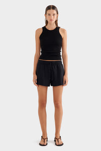 High Waisted Lounge Shorts - Black
