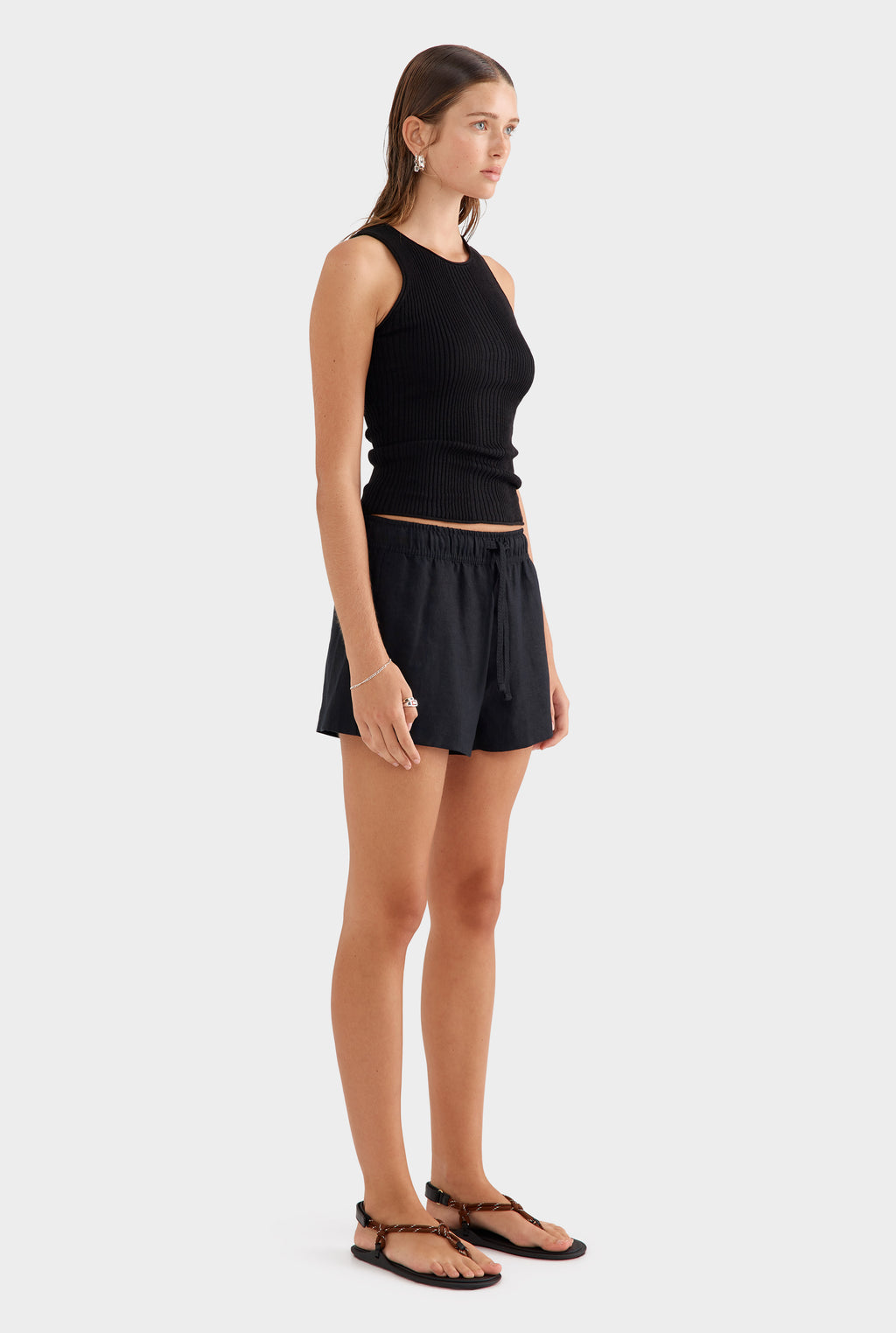High Waisted Lounge Shorts - Black