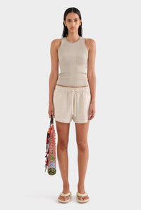 High Waisted Lounge Shorts - Sand