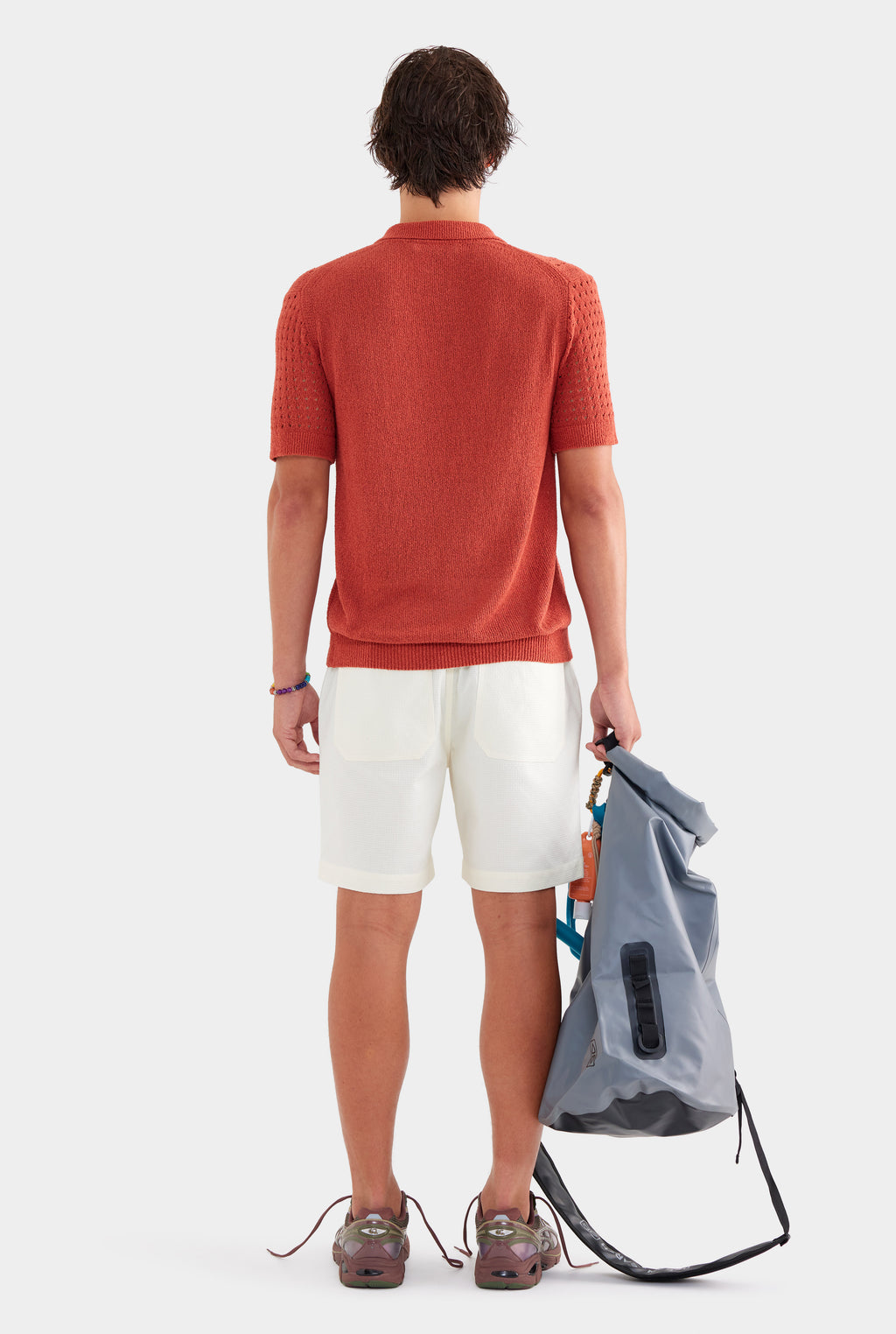 Textured Seam Detail Shorts - Cream