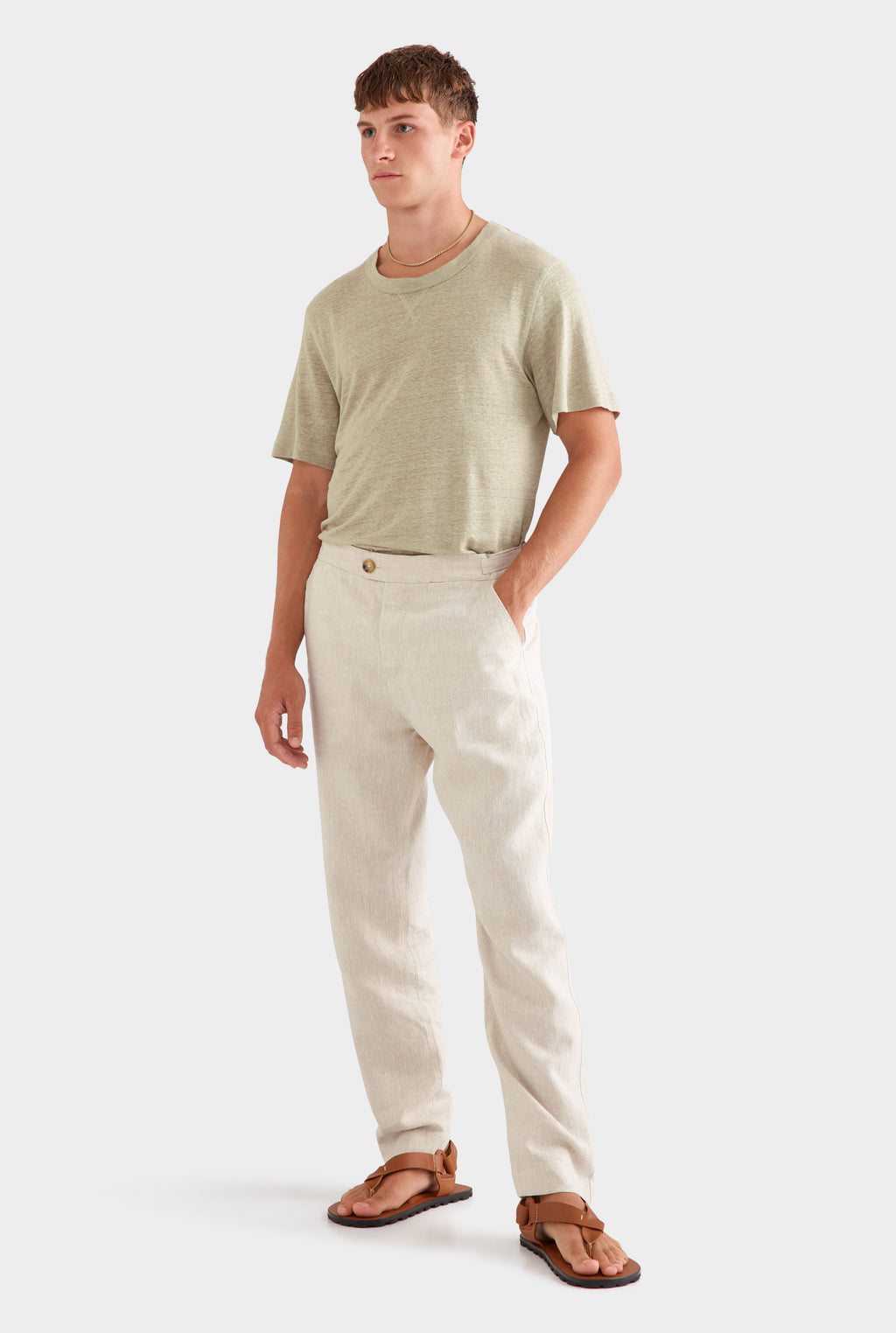 Side Tab Trouser - Sand
