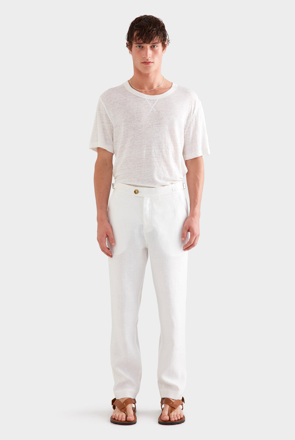 Side Tab Trouser - White