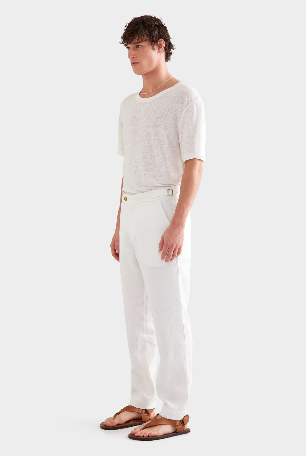 Side Tab Trouser - White