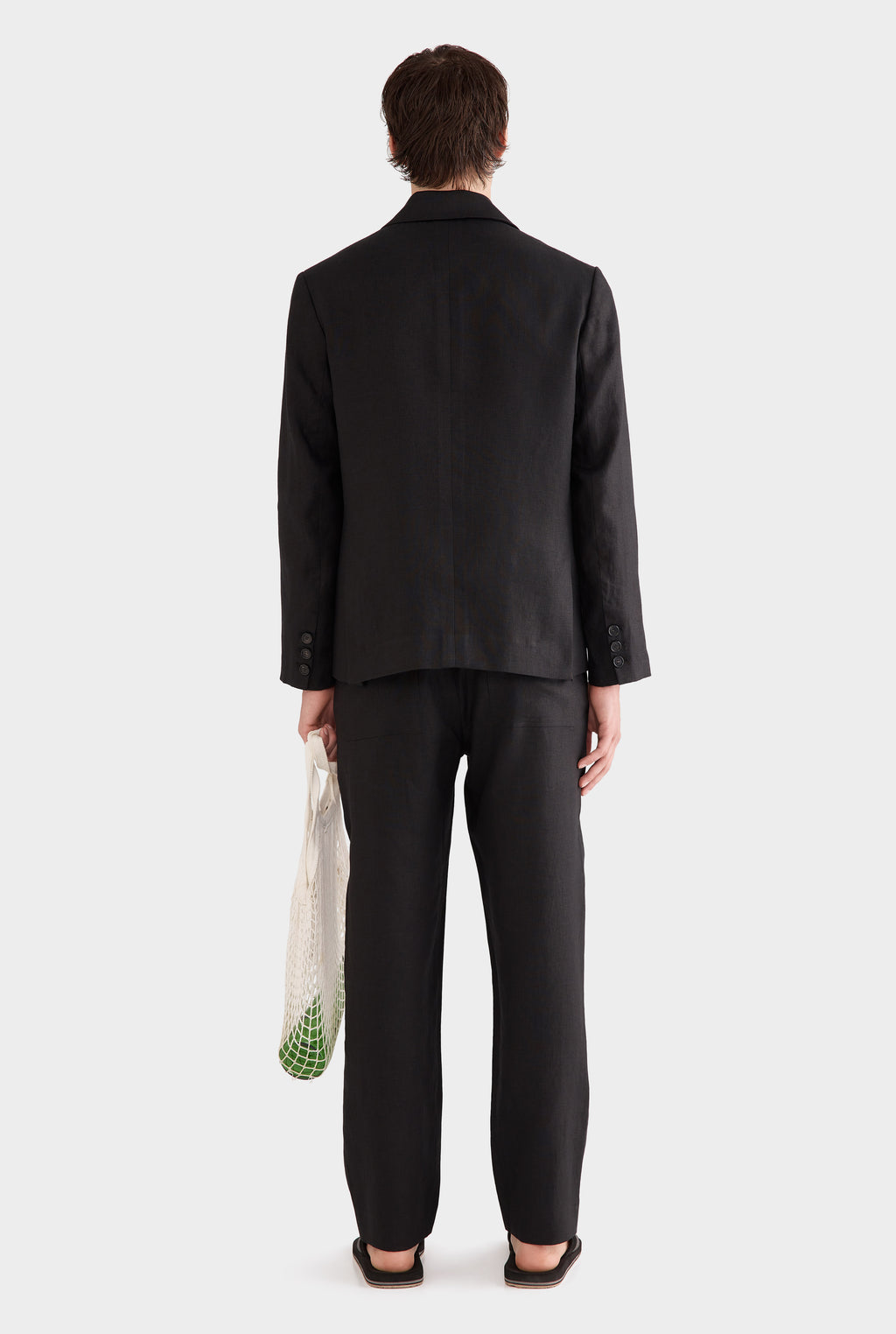 Tailored Linen Blazer - Black