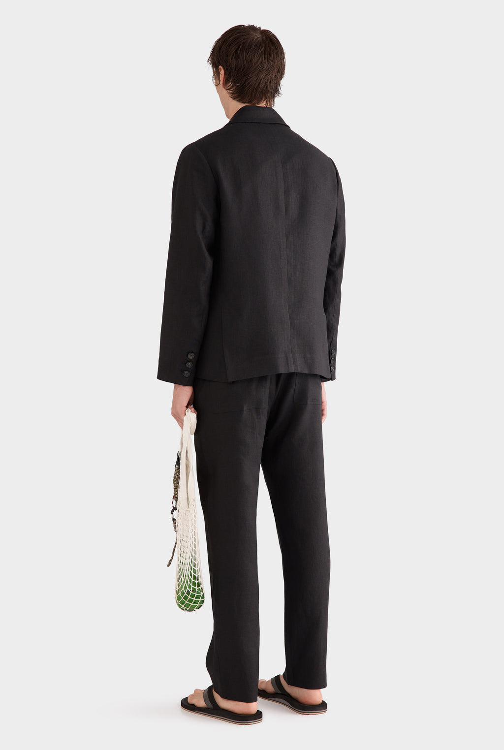 Tailored Linen Blazer - Black