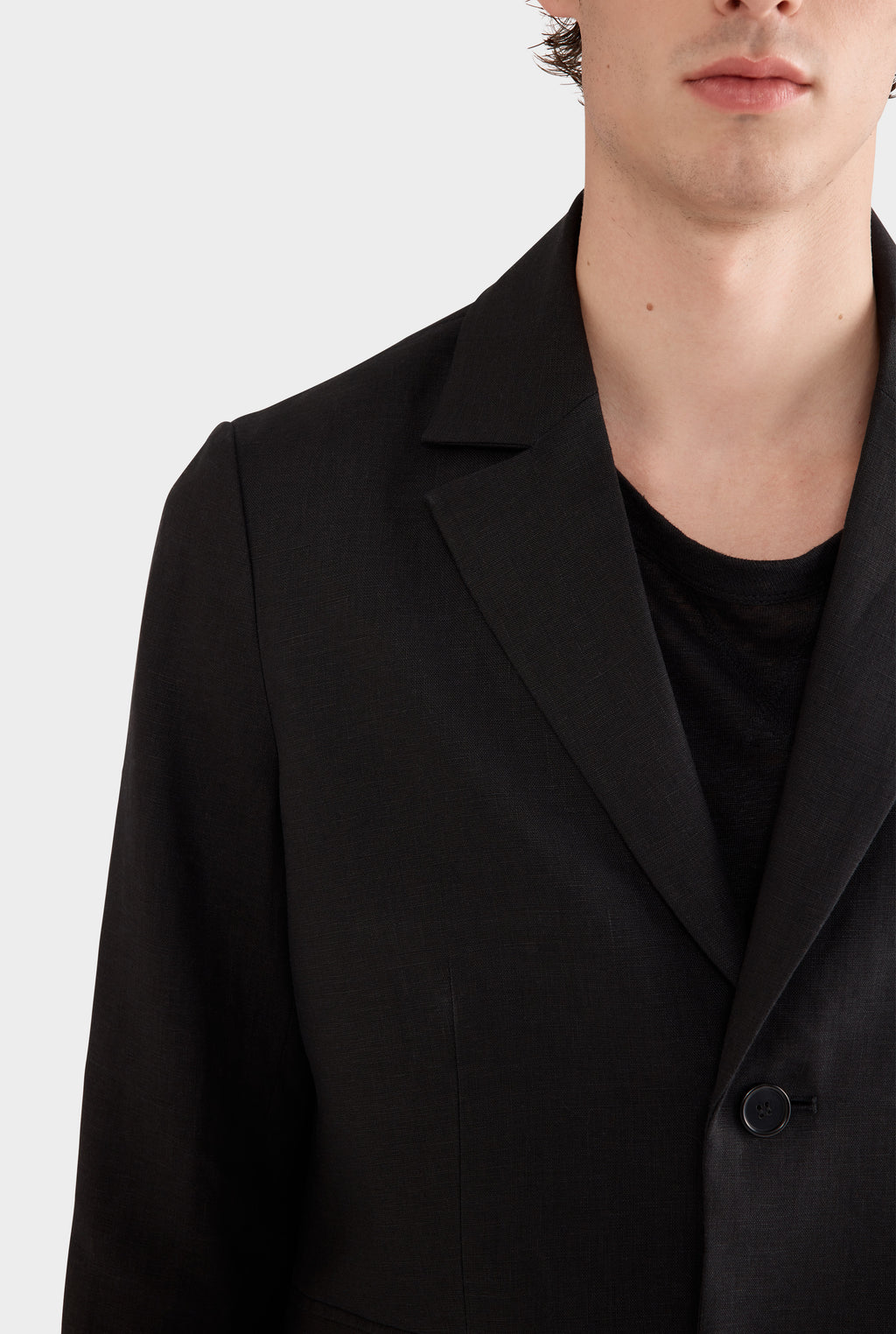 Tailored Linen Blazer - Black