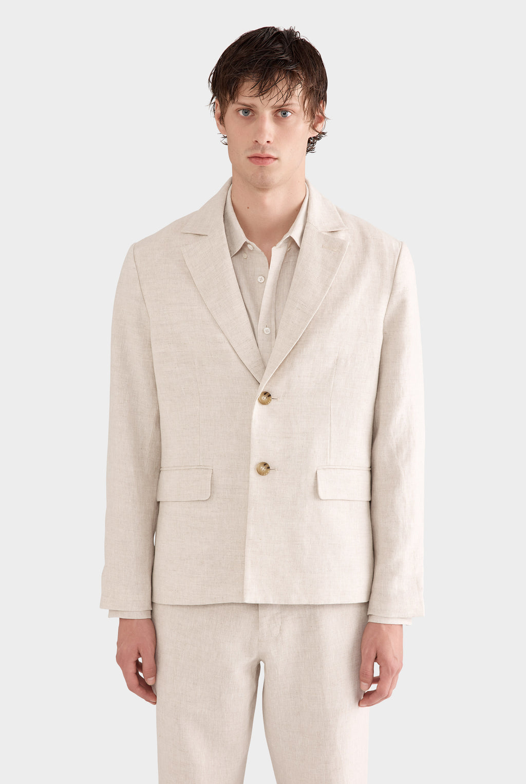 Tailored Linen Blazer - Sand