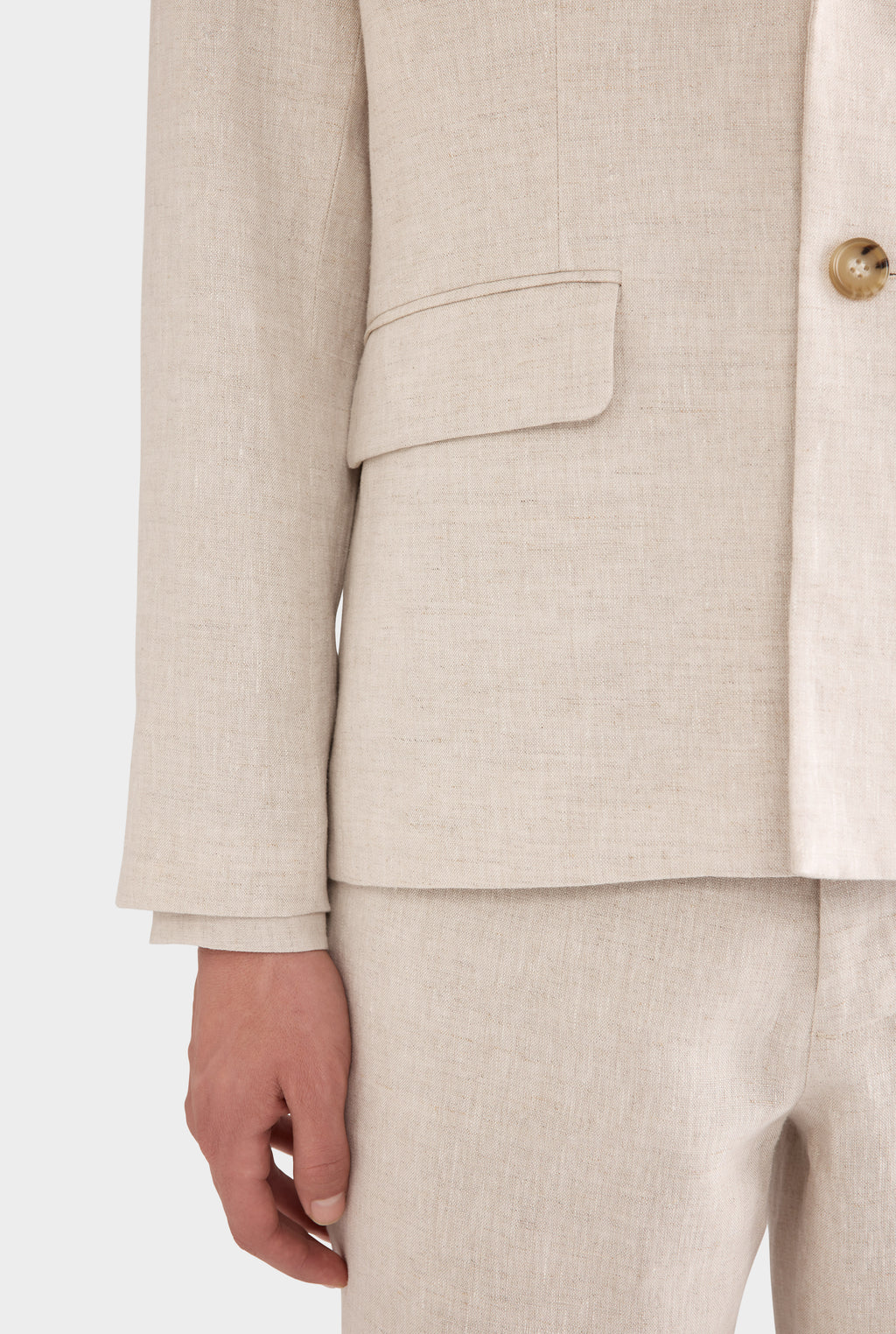 Tailored Linen Blazer - Sand