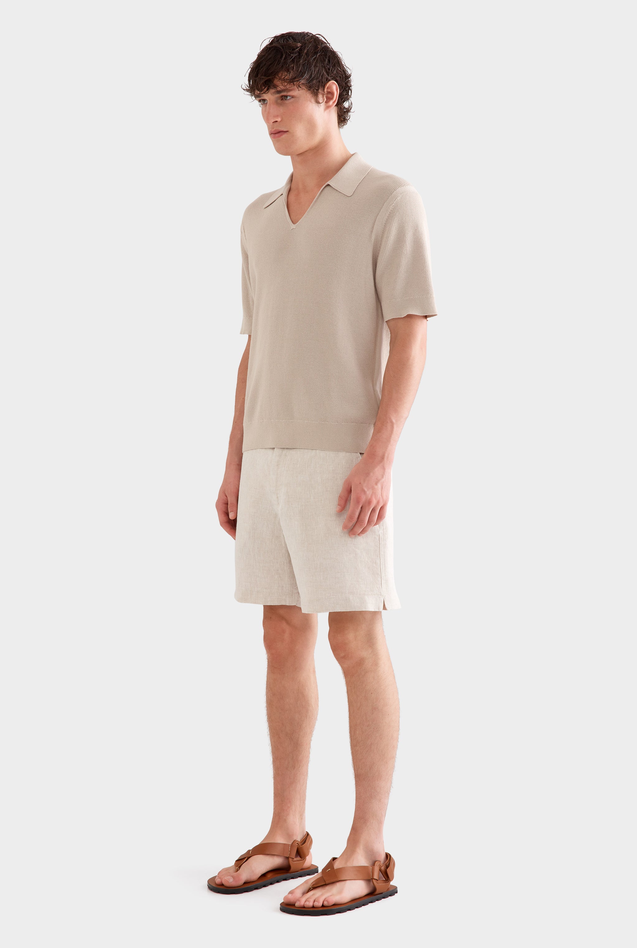 Lightweight Knit Polo - Taupe