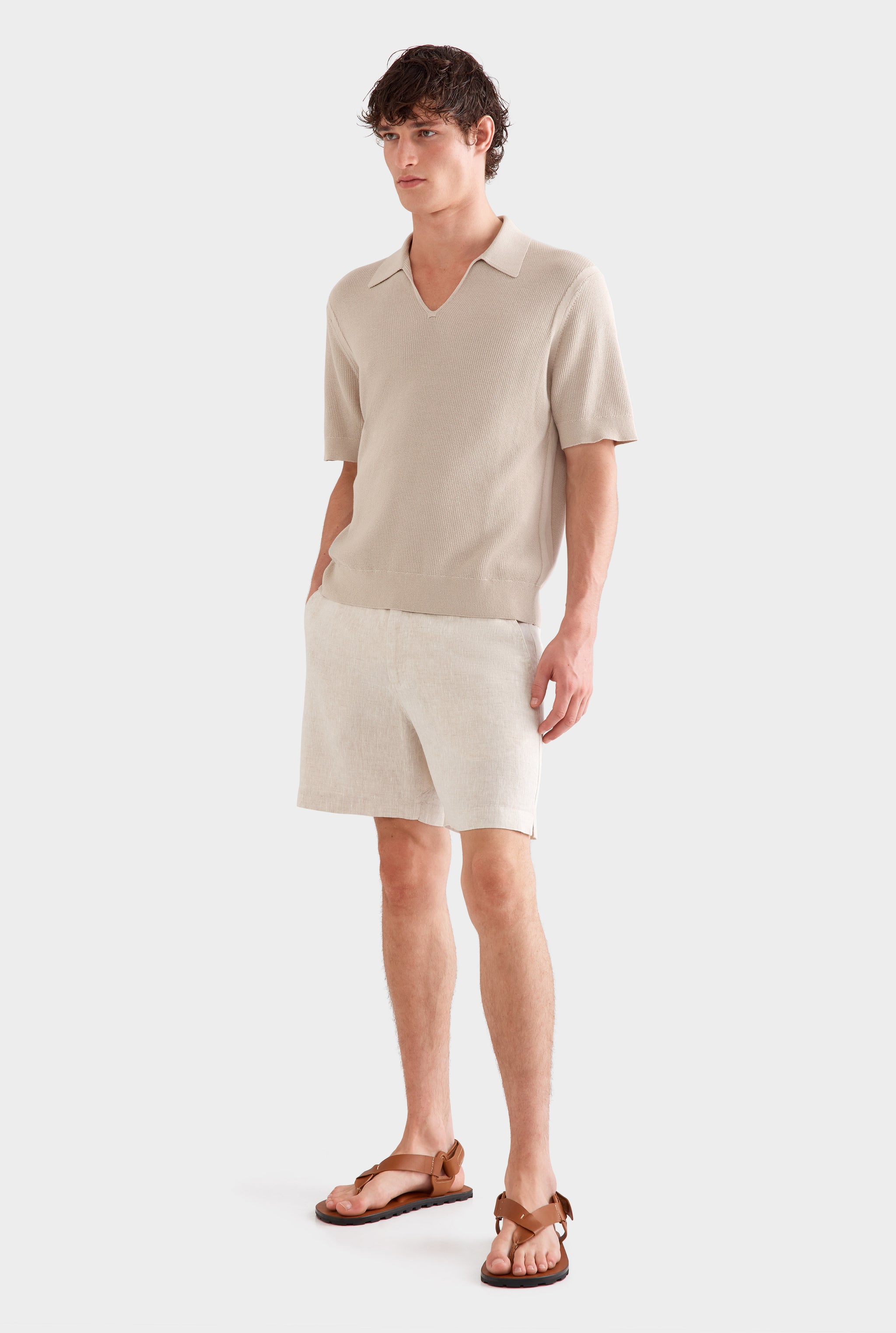 Lightweight Knit Polo - Taupe