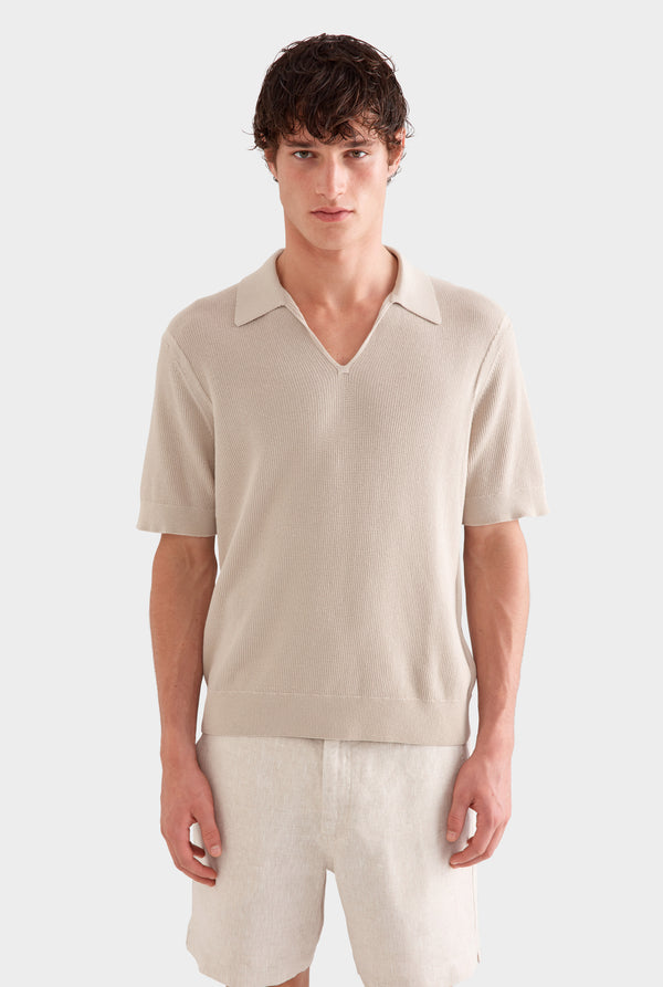 Lightweight Knit Polo - Taupe