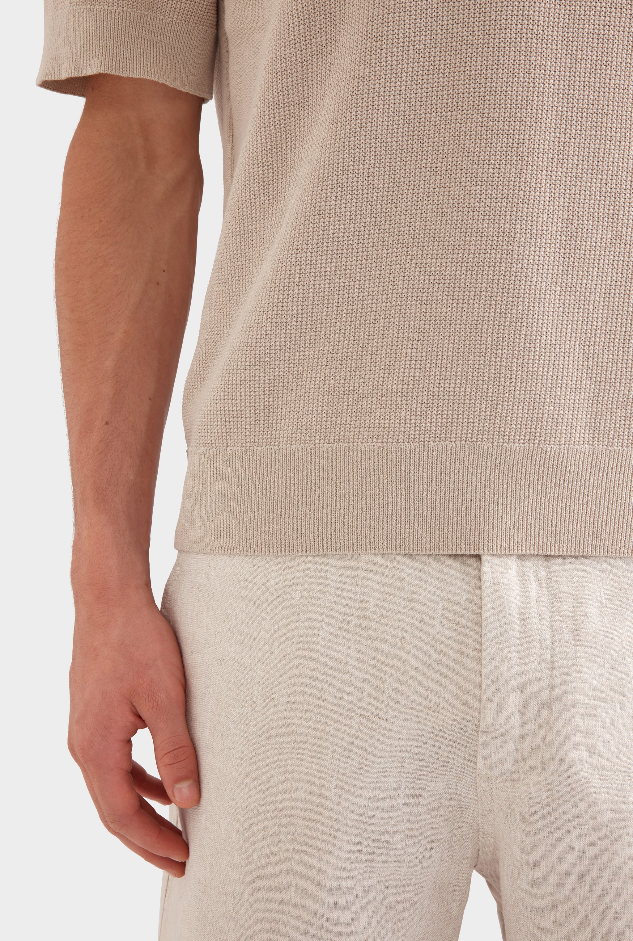 Lightweight Knit Polo - Taupe