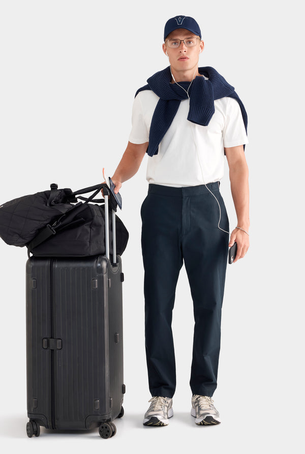 Classic Cotton Side Tab Trouser - Navy