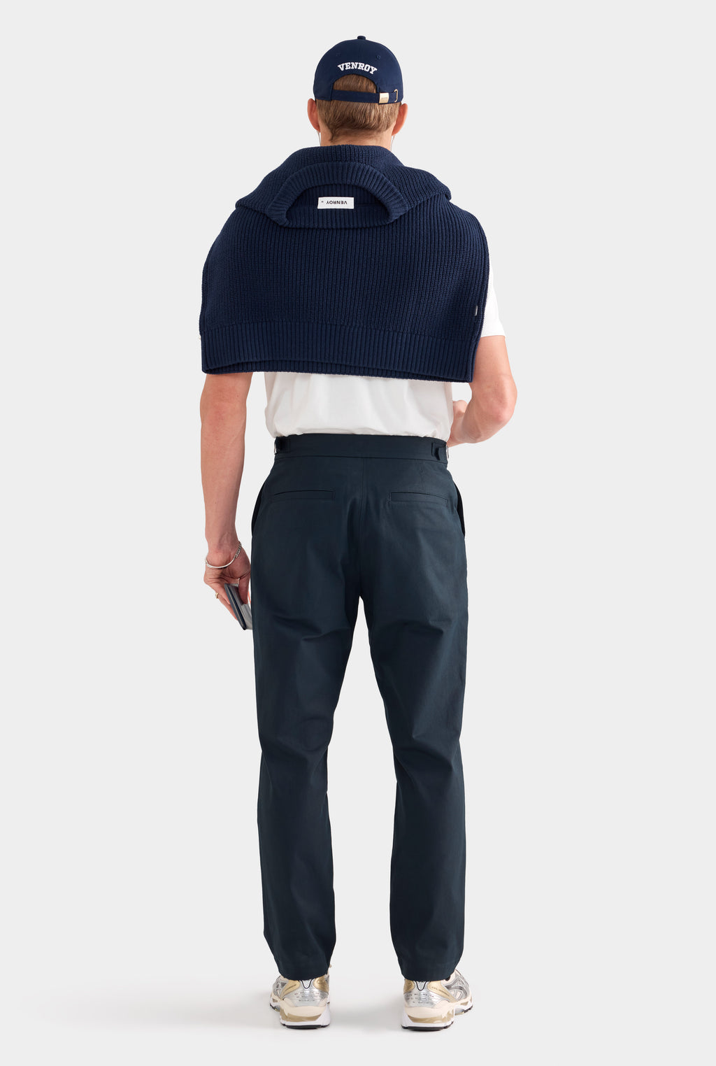 Classic Cotton Side Tab Trouser - Navy