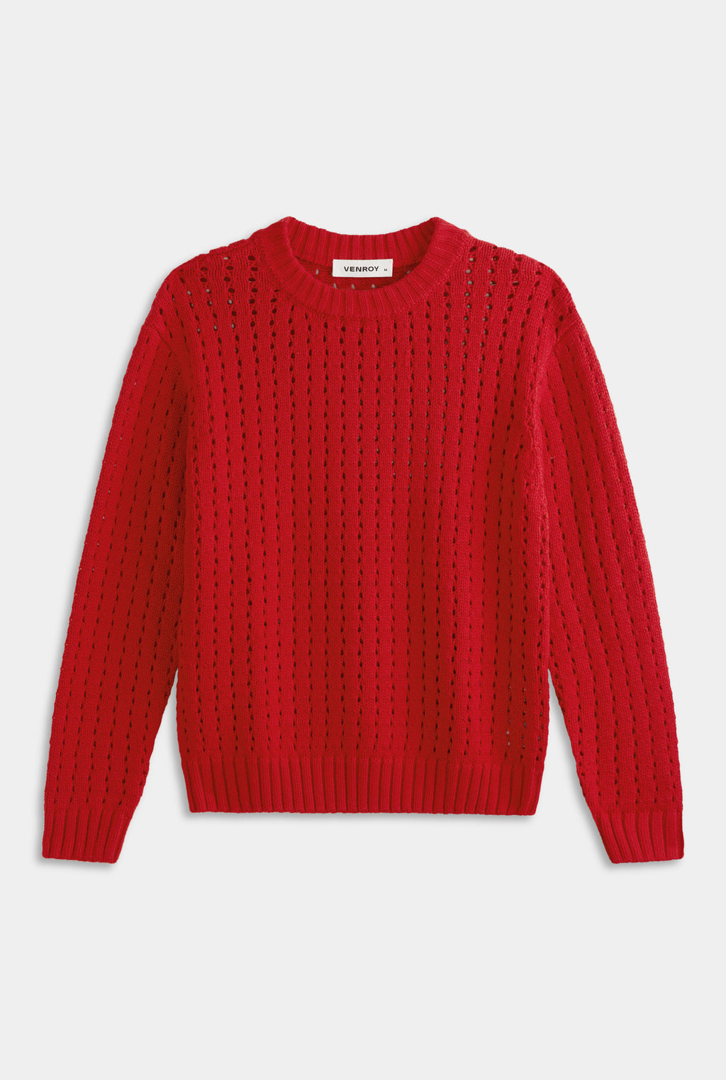 Cotton Cashmere Open Stitch Sweater - Red