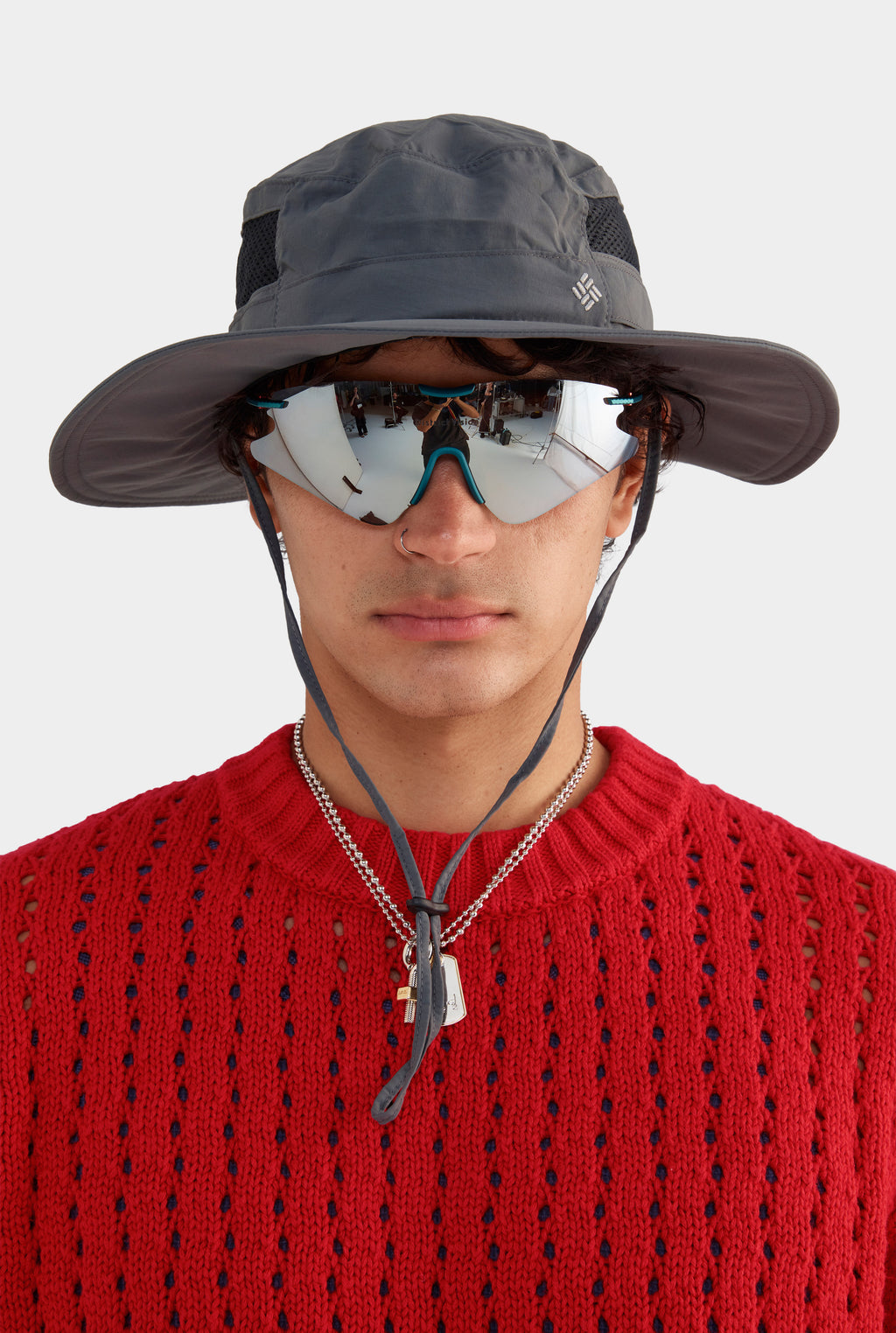 Cotton Cashmere Open Stitch Sweater - Red