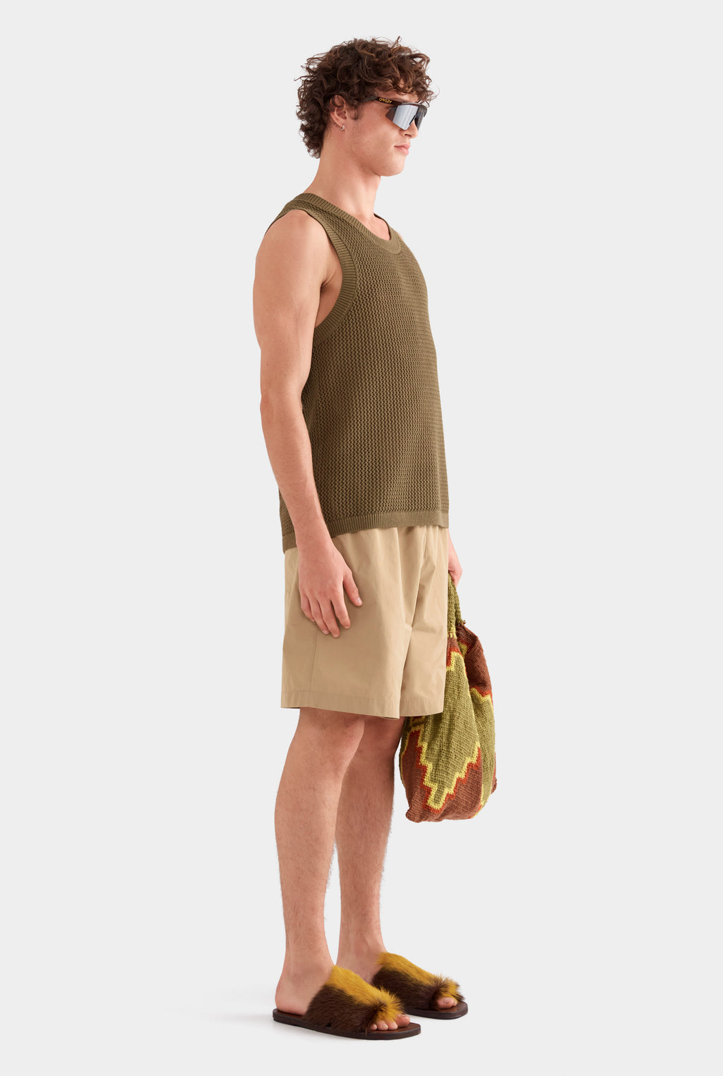 Cotton Crochet Tank - Military Olive