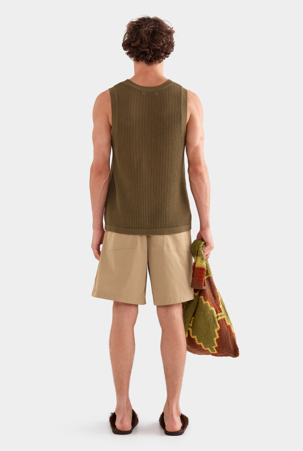 Cotton Crochet Tank - Military Olive