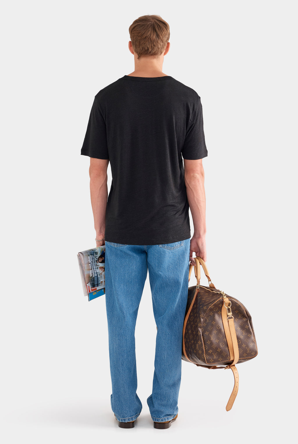 Coverstitch Linen T-Shirt - Black