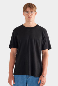 Coverstitch Linen T-Shirt - Black