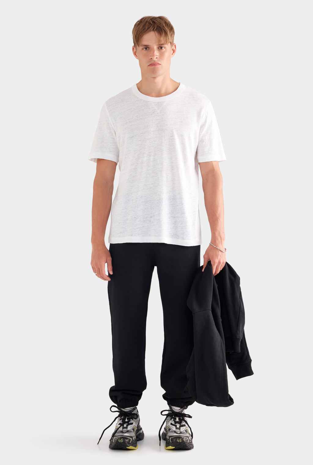Coverstitch Linen T-Shirt - White