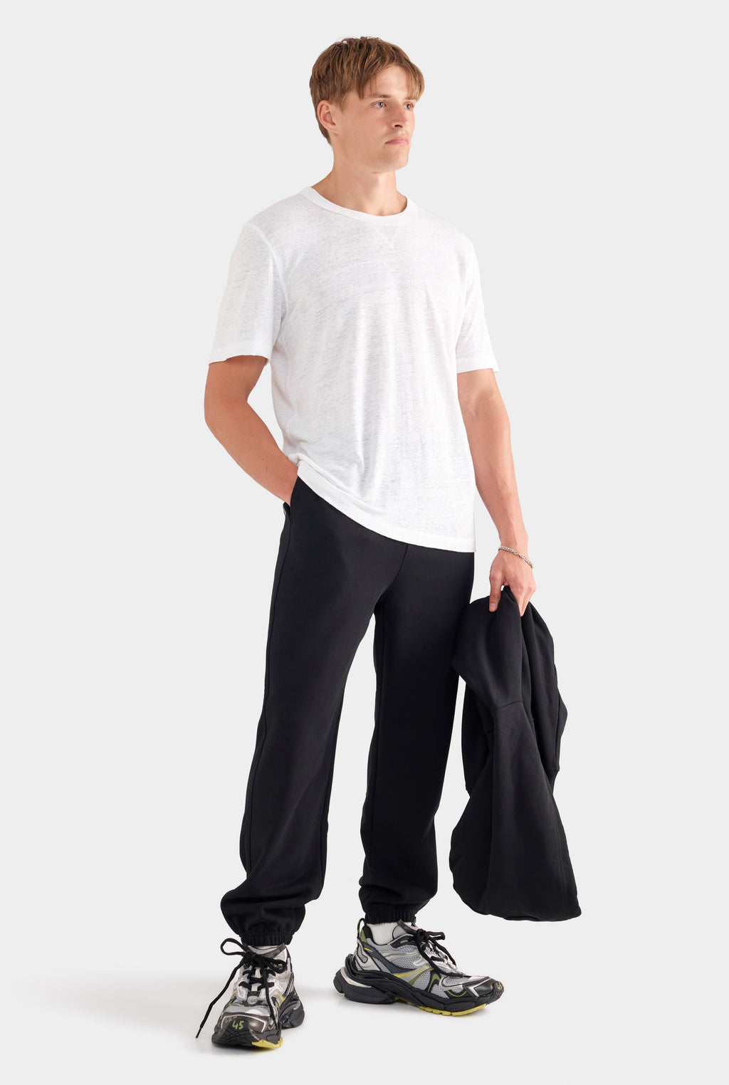 Coverstitch Linen T-Shirt - White