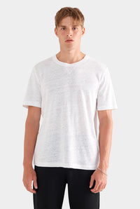 Coverstitch Linen T-Shirt - White