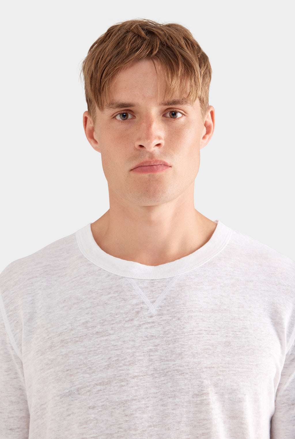 Coverstitch Linen T-Shirt - White