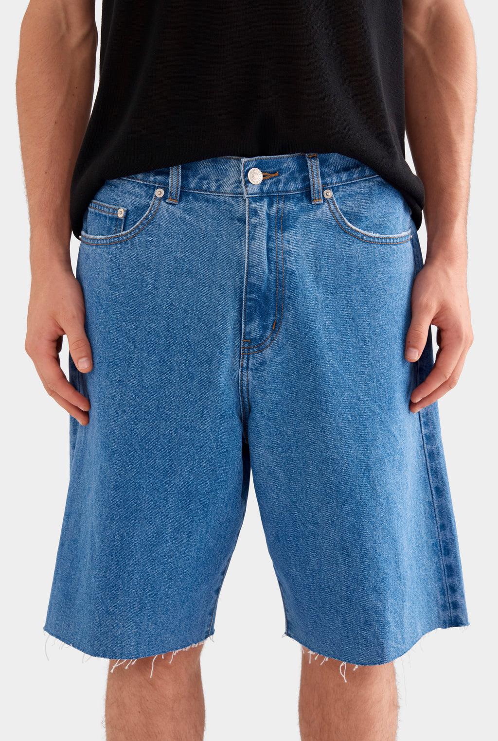 Cut Off Denim Bermuda Short - Mid Blue