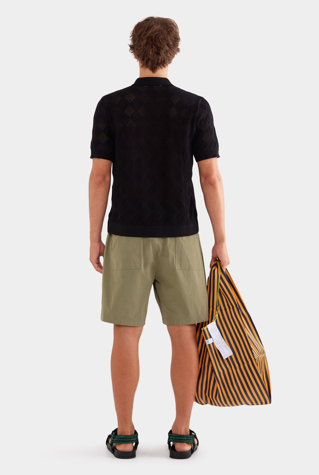 Diamond Zip Knit Cotton Shirt - Black