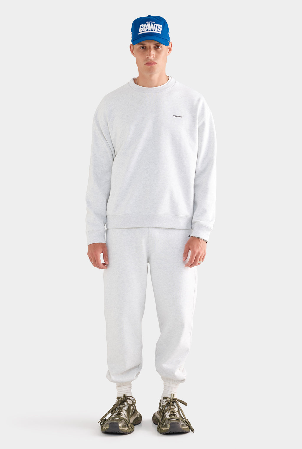 Fleece Track Crewneck - Light Grey Marl