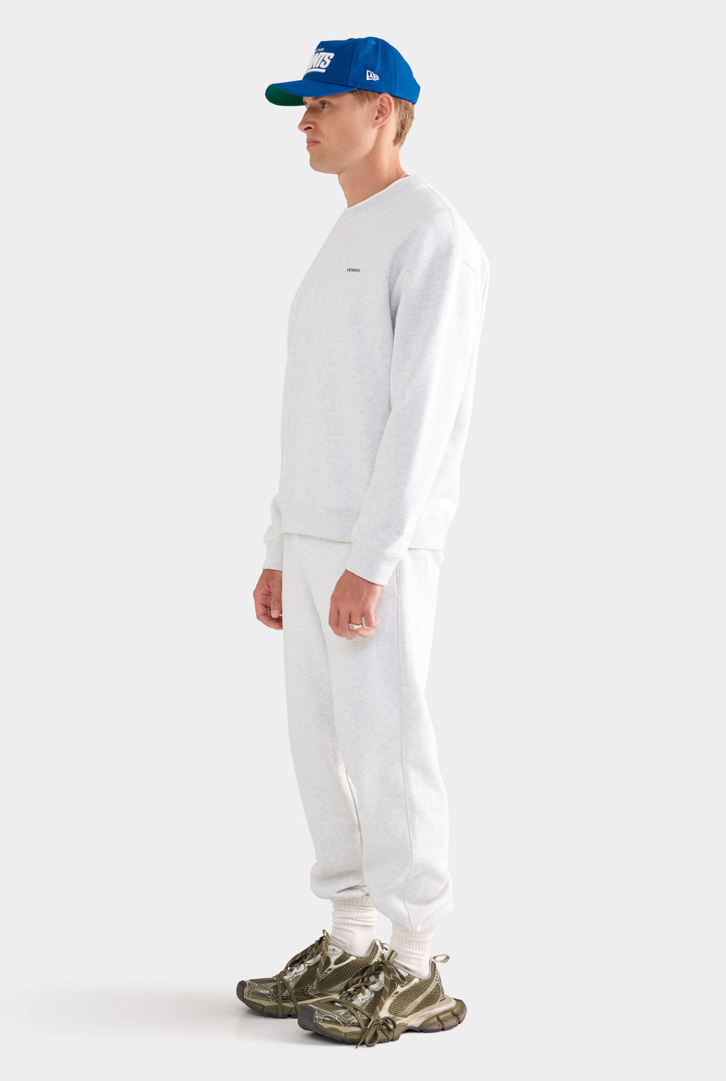 Fleece Track Crewneck - Light Grey Marl