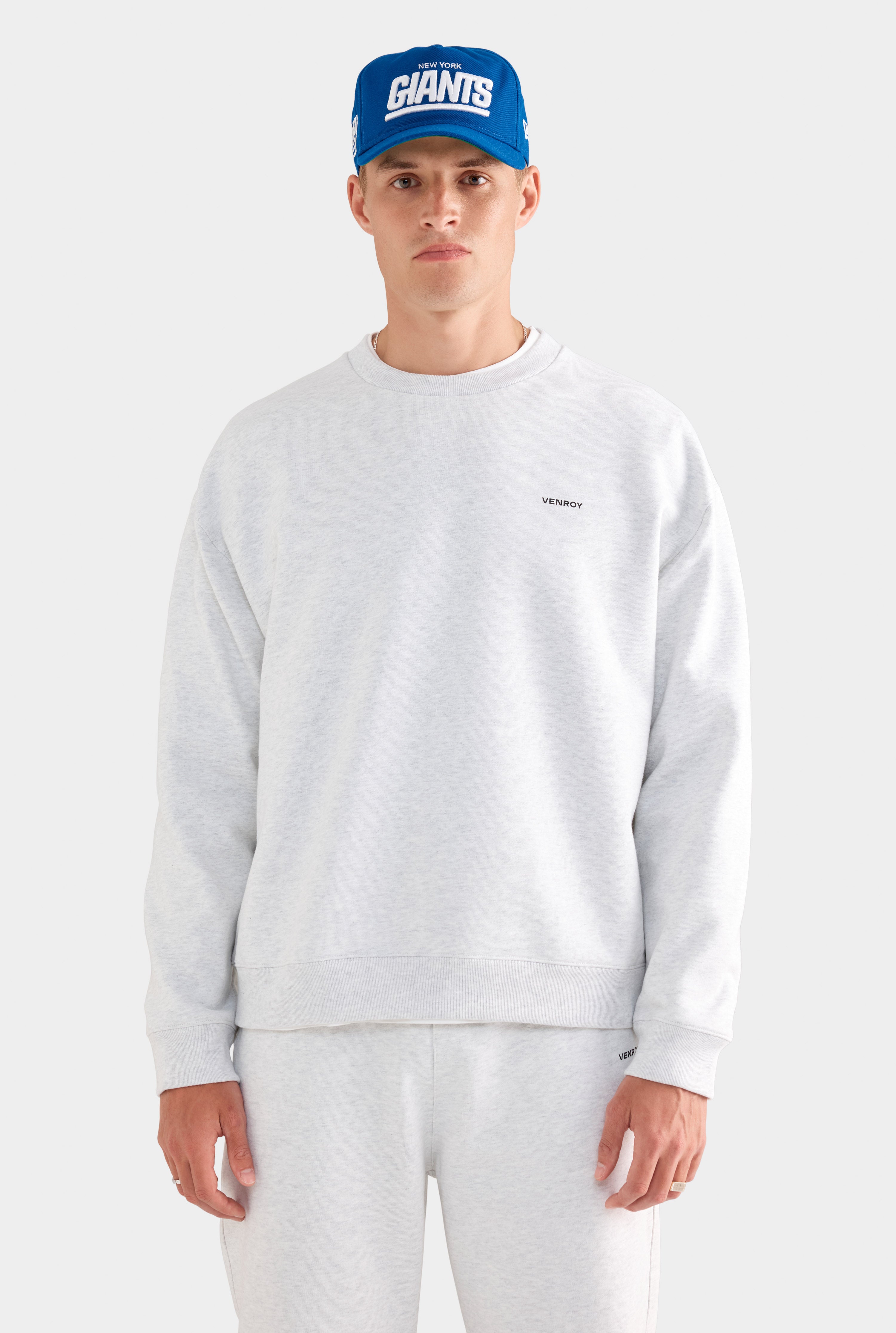 Fleece Track Crewneck - Light Grey Marl