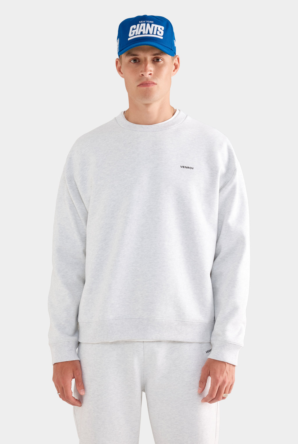 Fleece Track Crewneck - Light Grey Marl