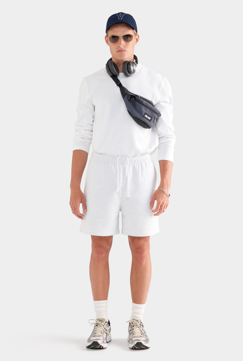 Fleece Track Shorts - Light Grey Marl