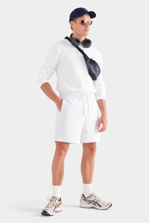 Fleece Track Shorts - Light Grey Marl