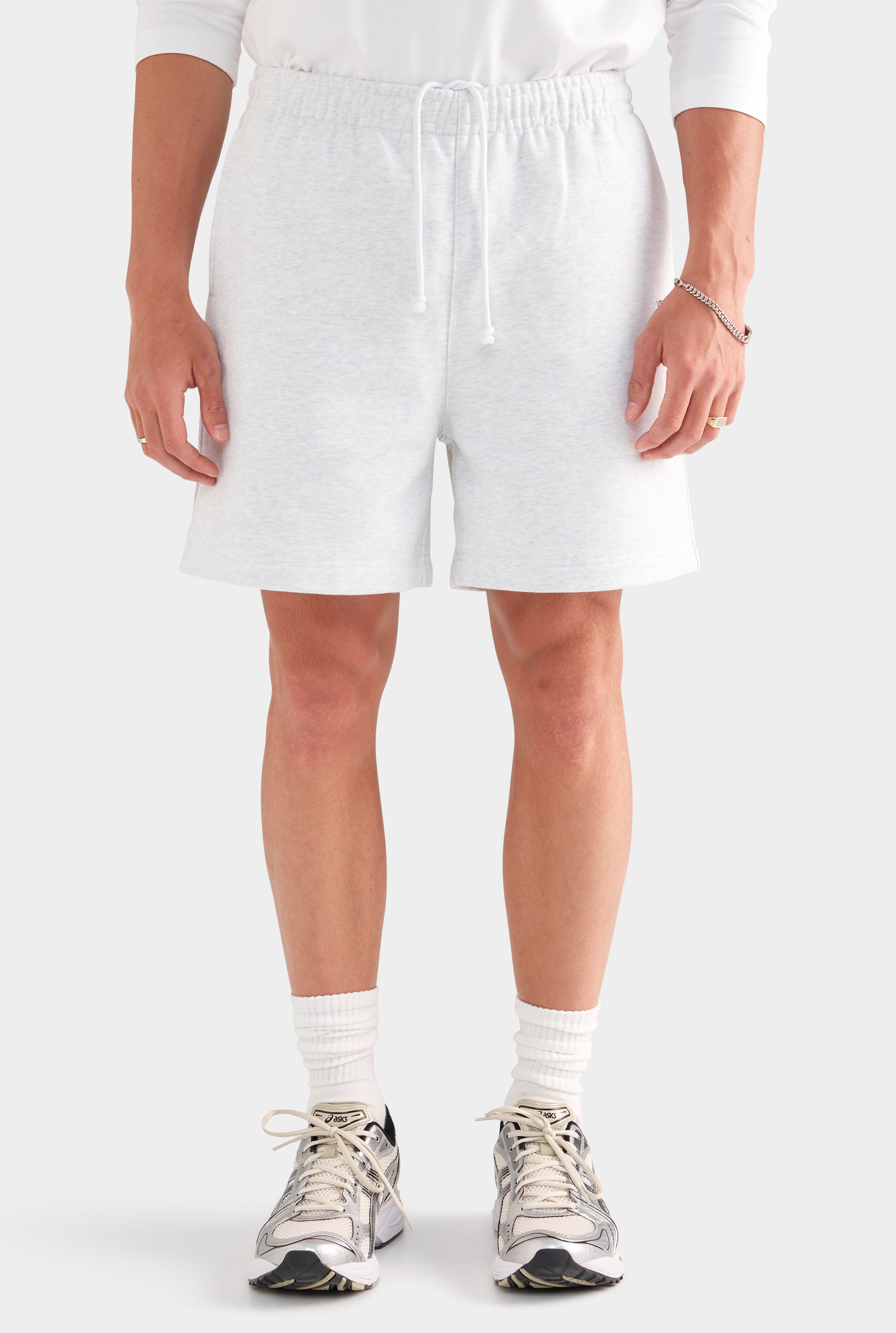 Fleece Track Shorts - Light Grey Marl