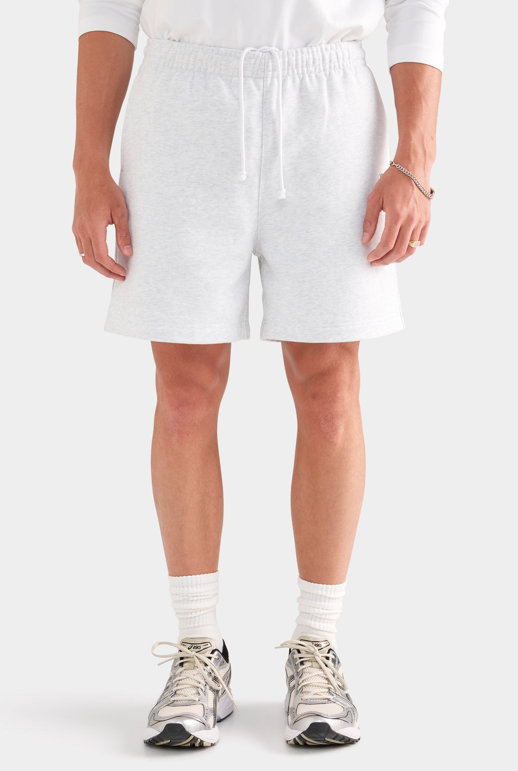 Fleece Track Shorts - Light Grey Marl