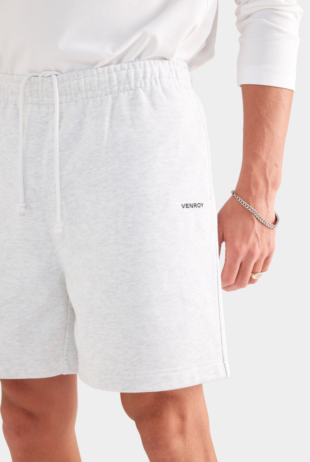 Fleece Track Shorts - Light Grey Marl
