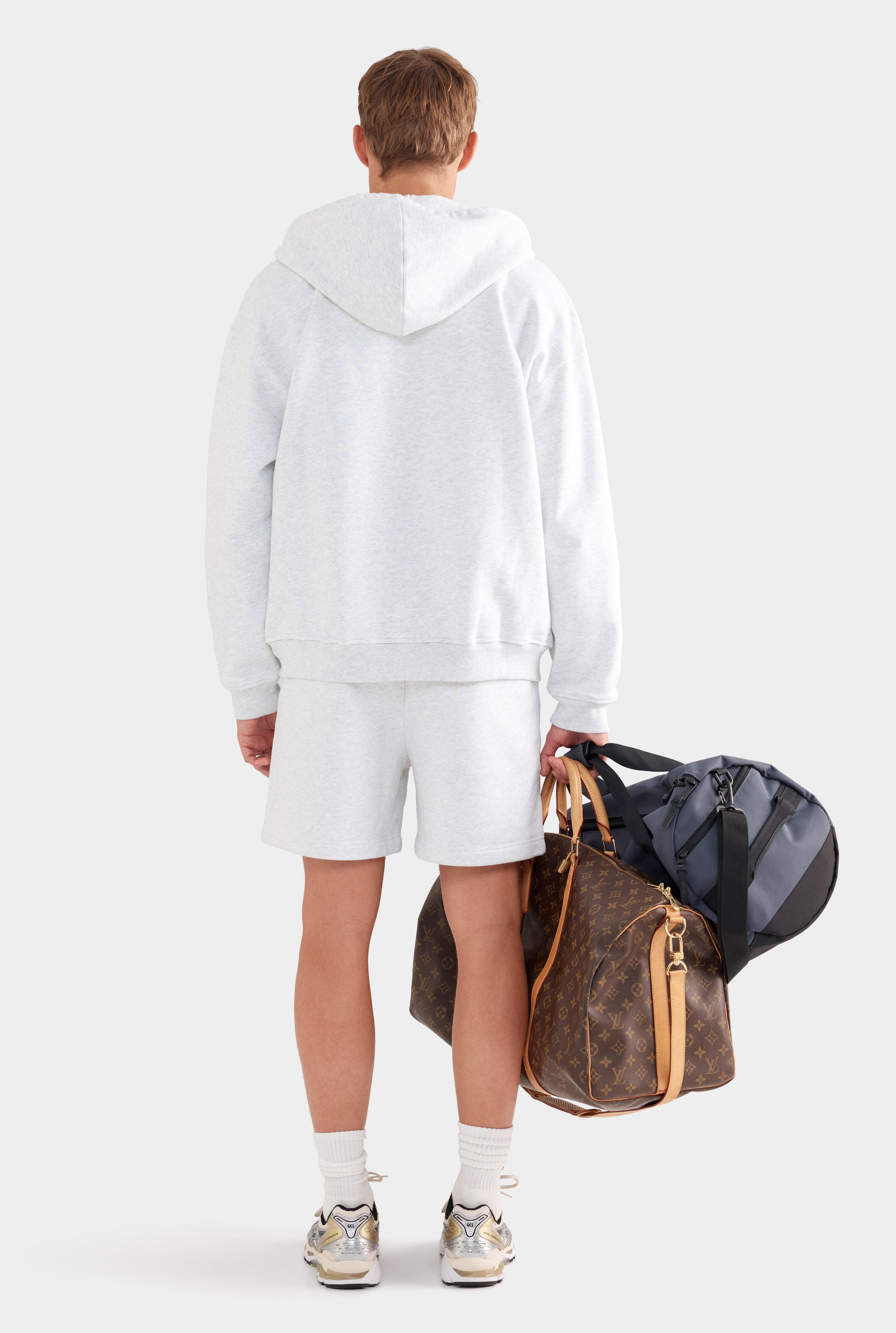 Mens Fleece Track Zip Hoodie in Light Grey Marl Venroy – VENROY