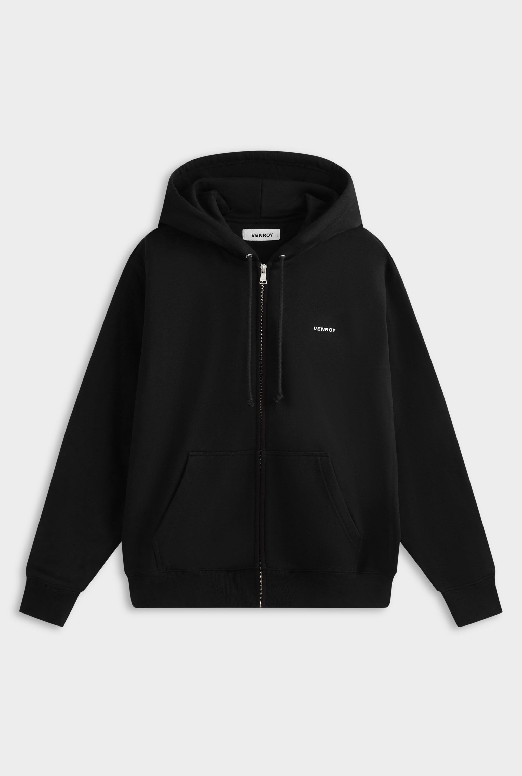 Fleece Track Zip Hoodie - Black