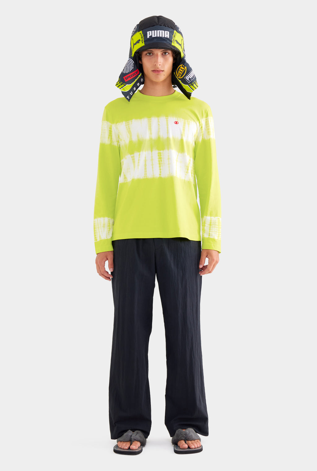 Long Sleeve Tie Dye T Shirt - Chartreuse Tie Dye